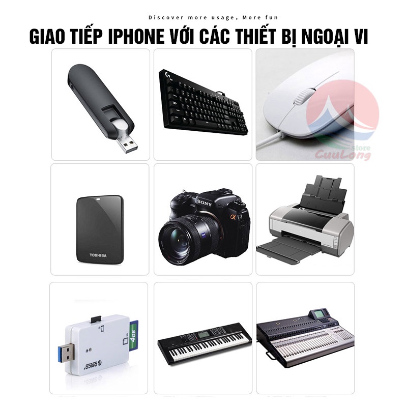 OTG Chuyển Ra USB 3.0 Cho iOS,Đọc ổ đĩa USB,kết nối chuột bàn phím USB OTG cho ip