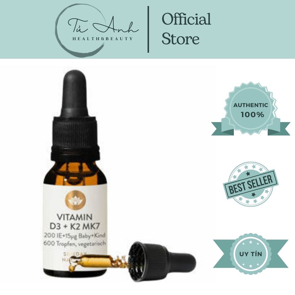Vitamin D3 K2 MK7 Sunday Natural của Đức 20ml cho bé