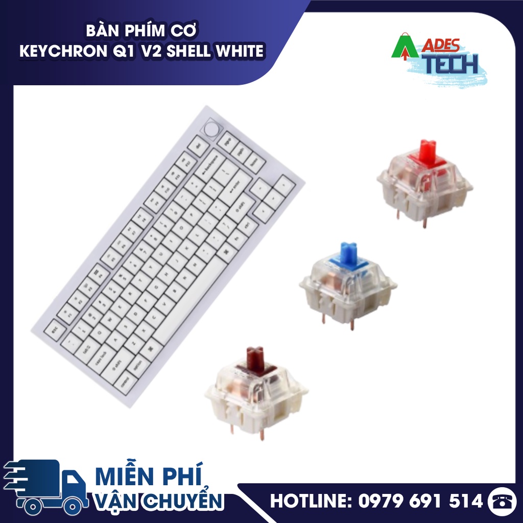 Bàn Phím Cơ Keychron Q1 V2 Shell White  - Bảo Hành 12 Tháng