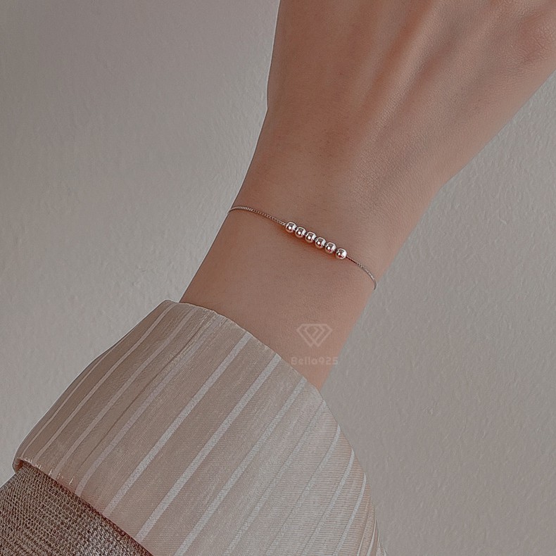 Lắc tay bạc đính bi tròn vòng tay mạ vàng hàng hộp sang trọng Bella925 S010
