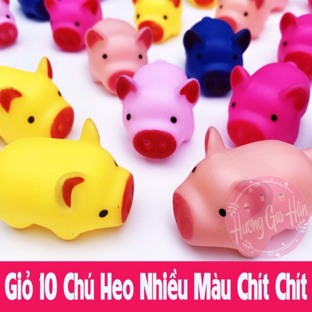 Túi 10 Chú Heo Nhiều Màu Bóp Kêu Chíp Chíp Đáng Yêu, Giúp Bé Thích Tắm, Tập Đếm