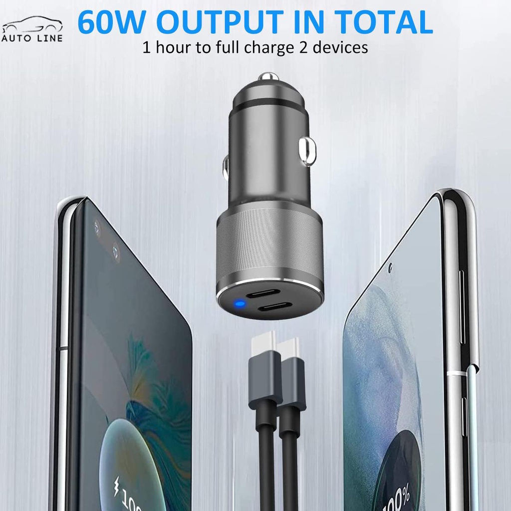 Tẩu Sạc Hai Cổng USB C 60W PD (30W + 30W) QC USB SHOPCYC8782 Cho Xe Hơi