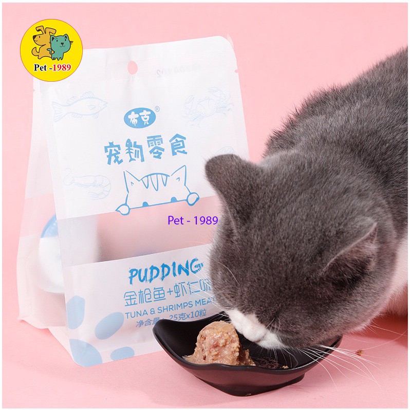 THỨC ĂN CHO CHÓ MÈO PUDDING VỊ CÁ NGỪ 1 túi ( 10 puding )  Pet - 1989