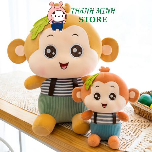 Gấu Bông Khỉ Bông Quần Yếm Cute Đủ Size Cao Cấp THANH MINH STORE Mềm Mịn Dễ Thương Cho Bé