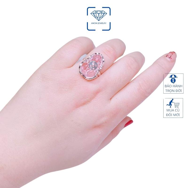Nhẫn tỳ hưu đá phong thủy, bạc ta nguyên chất Anchi jewelry