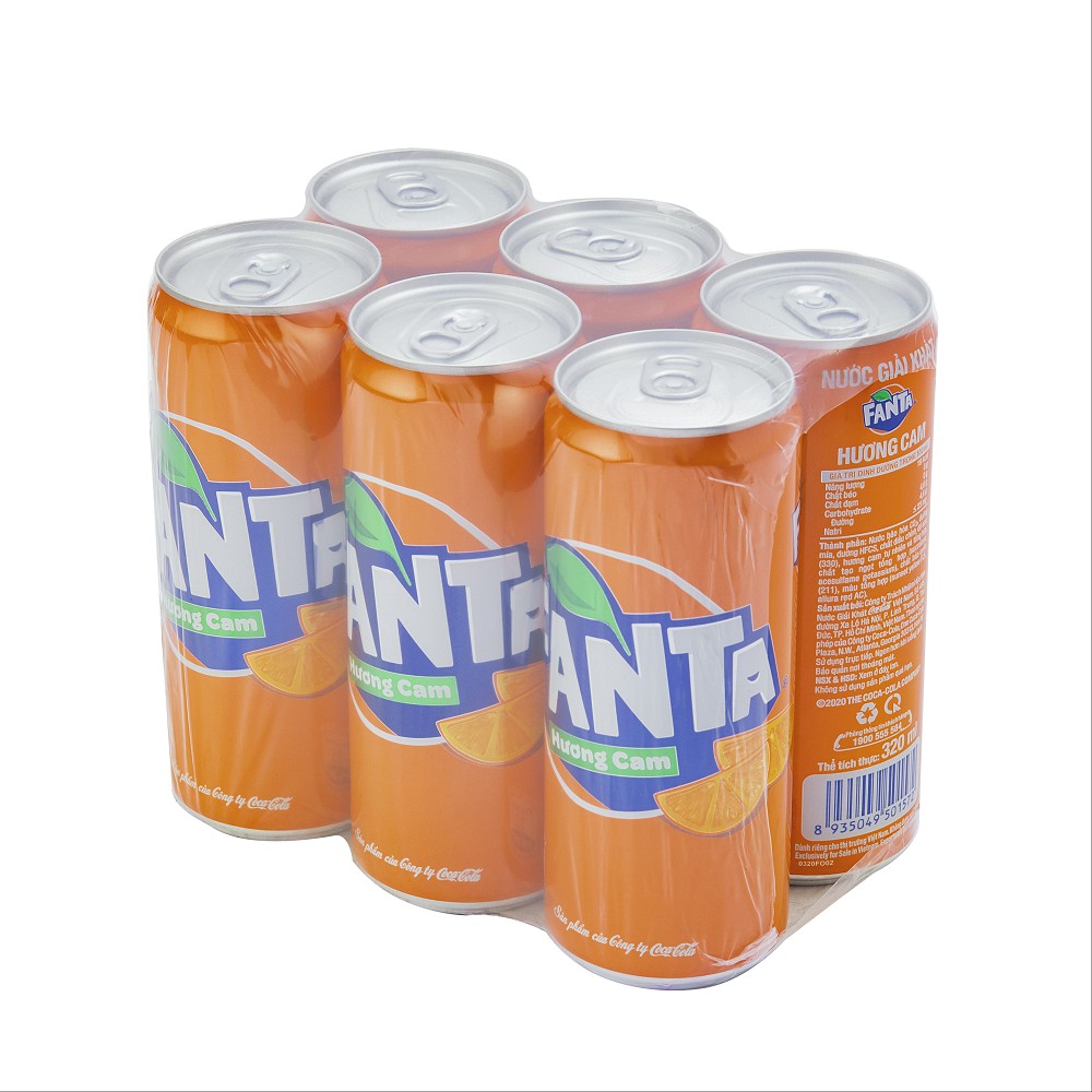 Lốc 6 Lon Nước Giải Khát Có Gas Fanta Cam Lon 320ml