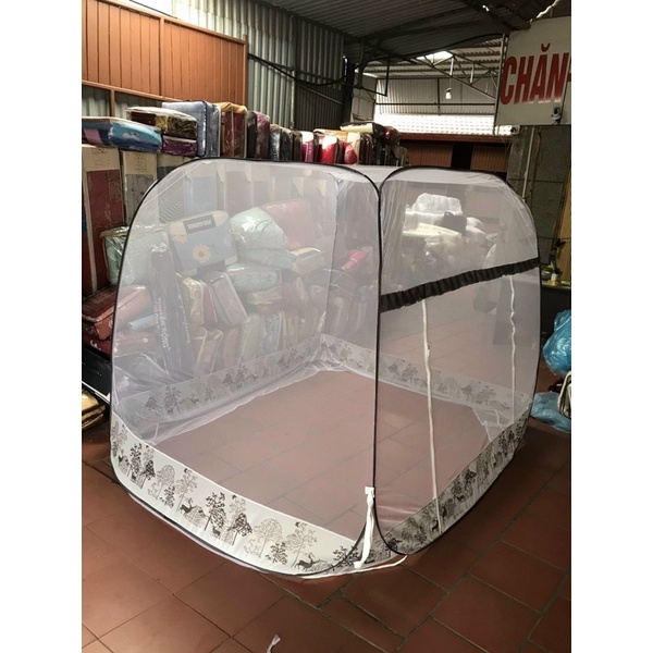 Màn chụp tự bung đỉnh vuông Hậu Bạn - Mẫu mùng chụp tự bung người lớn chống muỗi gấp gọn tiện dụng