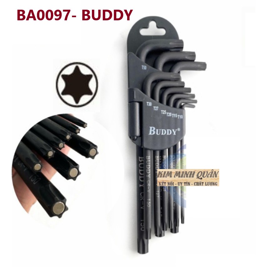 Bộ Lục Giác Bông Thép Đen Có Nam Châm 9 Cây Cao Cấp BA0097 BUDDY