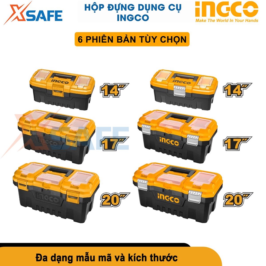 Hộp đựng đồ nghề INGCO kích thước 14-20inch Thùng dụng cụ nhựa PP cứng cáp, chịu lực tốt độ bền cao, nhiều ngăn tiện lợi