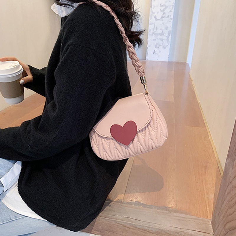 IELGY Túi Đeo Vai Dây Xích Hình Trái Tim Thoải Mái Thời Trang Cho Nữ