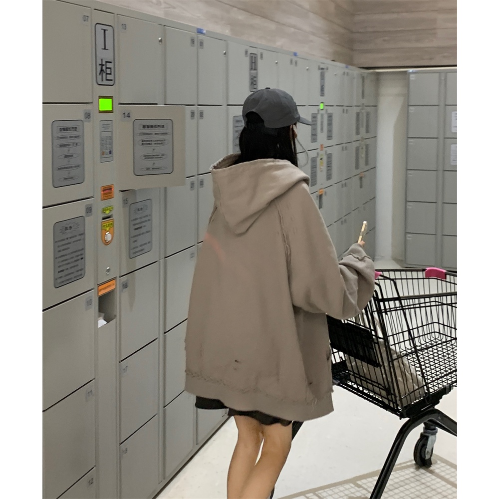 Áo Khoác cardigan Có Nón Dáng Rộng Thời Trang Mùa Thu Phong Cách Hàn Quốc Cho Nữ