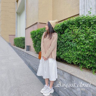 Chân váy dài trắng Ulzzang có lớp lót trong - chất vải đũi Hàn nhẹ nhàng, mềm mại - cạp chun co giãn thoải mái