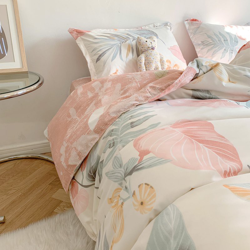 Bộ chăn ga gối Cotton Poly Hoa bằng lăng Minh Nhật - Hàng nhập khẩu cao cấp