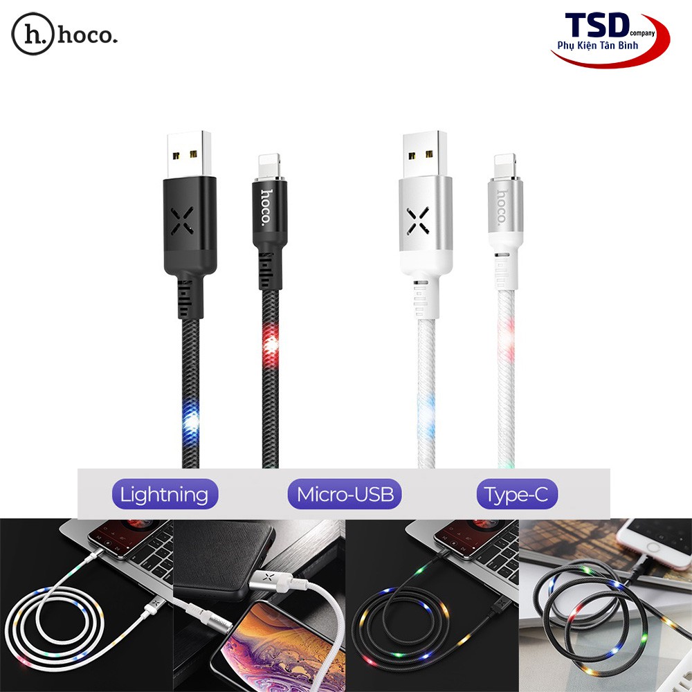 Cáp Hoco U63 Chính Hãng Phát Sáng Theo Nhạc ( Micro - Lightning - TypeC )