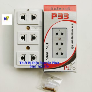 Ổ cắm 3 lỗ cao cấp PIPO P33 (6 lò xo đẩy) CS2200w