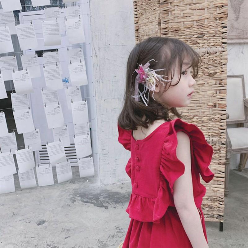 Đầm cotton sát nách màu trơn dễ thương cho bé gái