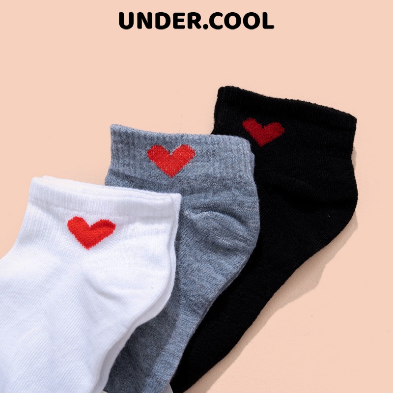 Tất Nữ Trái Tim UNDERCOOL Cotton Cổ Ngắn Kháng Khuẩn Co Giãn Tốt