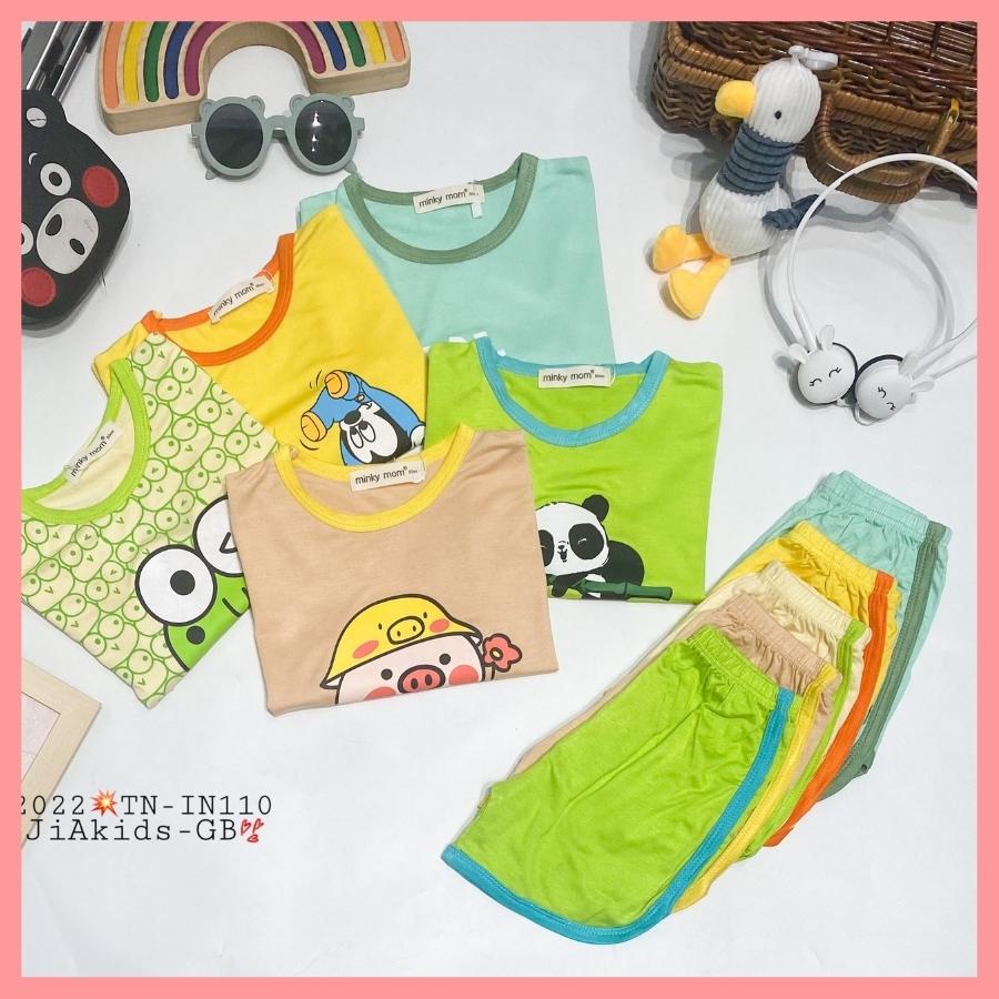 Bộ Thun Lạnh Cộc Tay Cho Bé Trai Bé Gái 8-27kg -TN-IN110 Phối Viền Độc Đáo Chất Vải Thoáng Mát