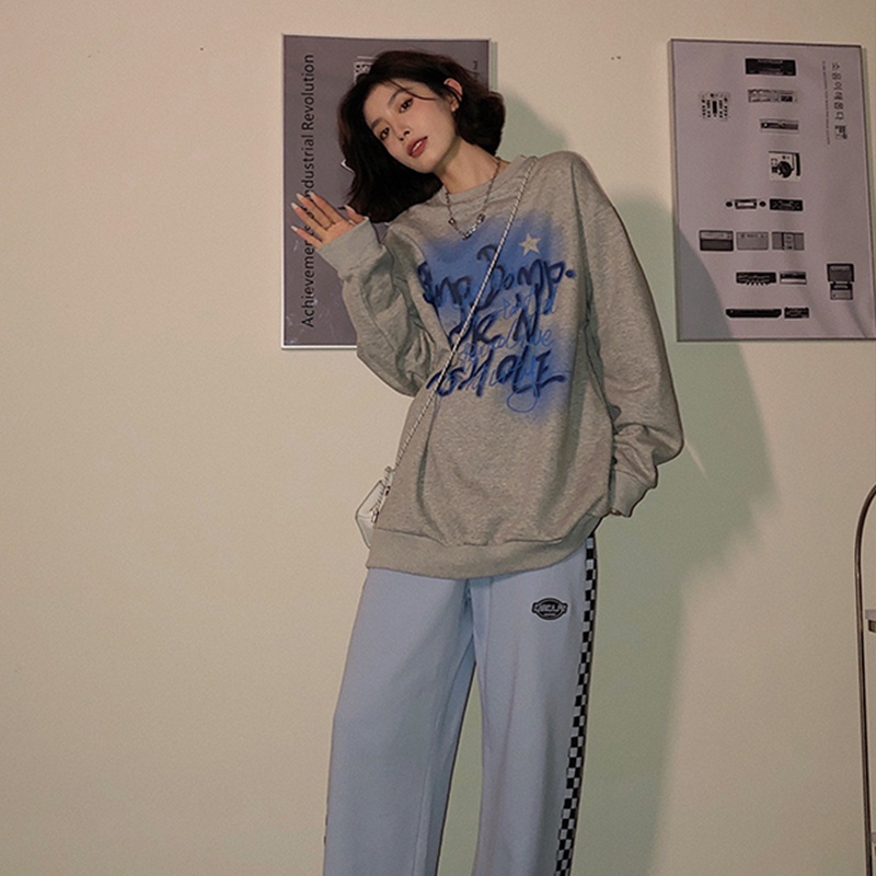 【ZHELIHANGFEI】Áo Thun Tay Dài Phong Cách Harajuku Mỹ Độc Đáo