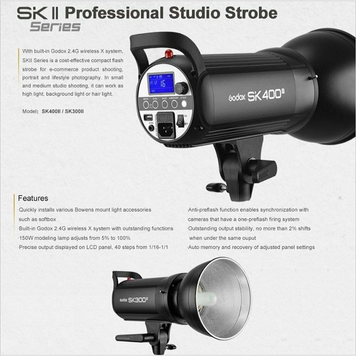 Đèn Flash studio Godox SK400II Chính hãng bảo hành 12 tháng