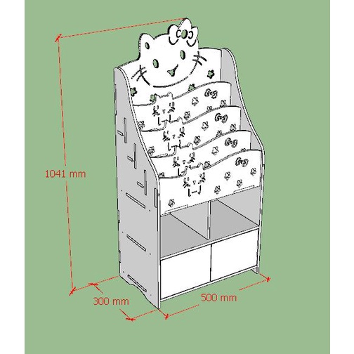 Giá sách kitty kèm ngăn chứa đồ tự tháo lắp đa năng