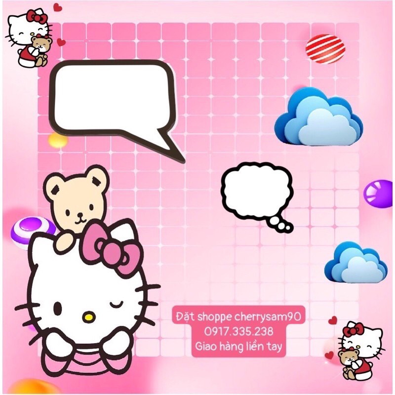🎈- Sét Bóng Trang Trí Sinh Nhật Hello Kitty Mẫu Mới 2021 tặng bơm+keo