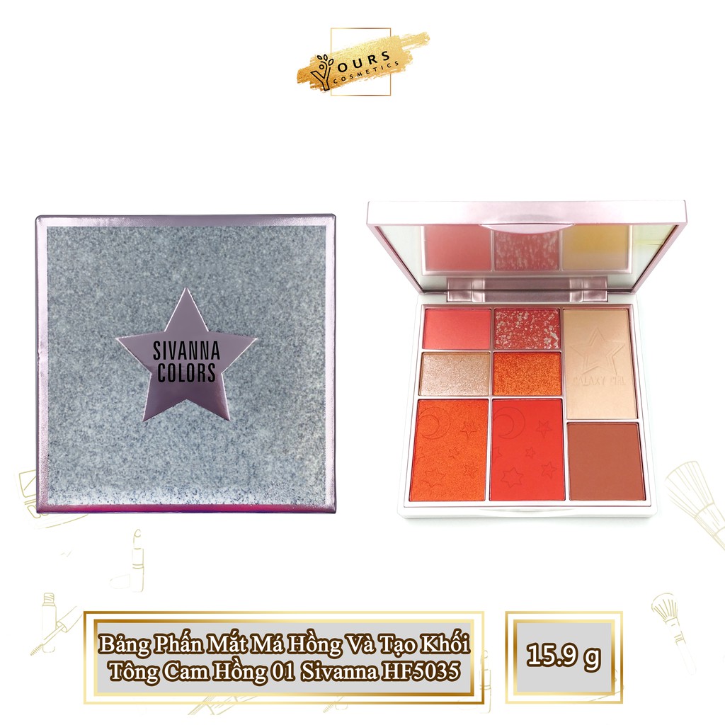 [Auth Thái] Bảng Phấn Mắt Má Hồng Và Tạo Khối Tông Cam Gạch Sivanna Colors Luxe Gems Makeup Kits HF5035 No.01