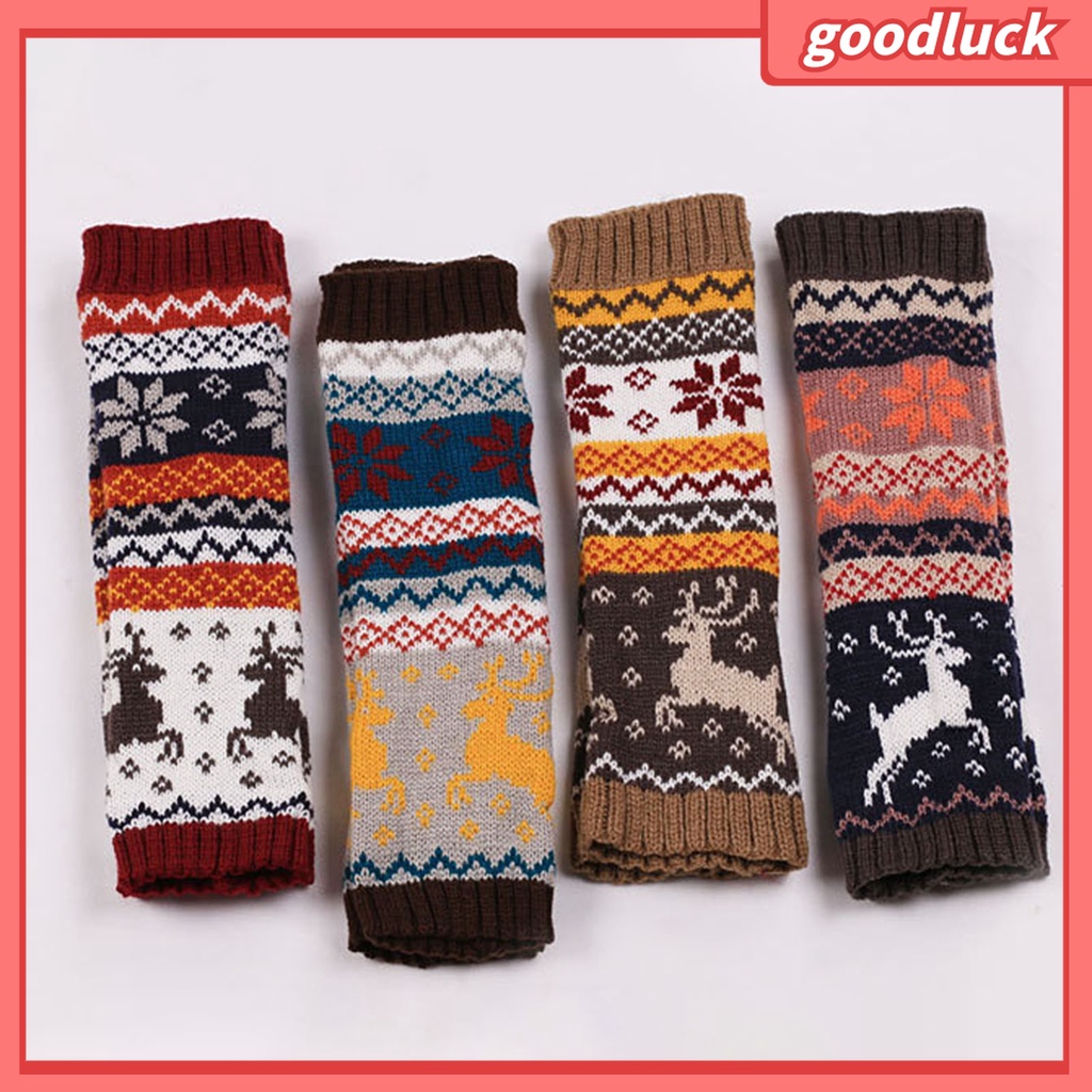 1 Đôi Găng Tay Dệt Kim Dày Giữ Ấm Cánh Tay Họa Tiết Bông Tuyết Tuần Lộc Giáng Sinh Thời Trang Thu Đông Cho Nữ