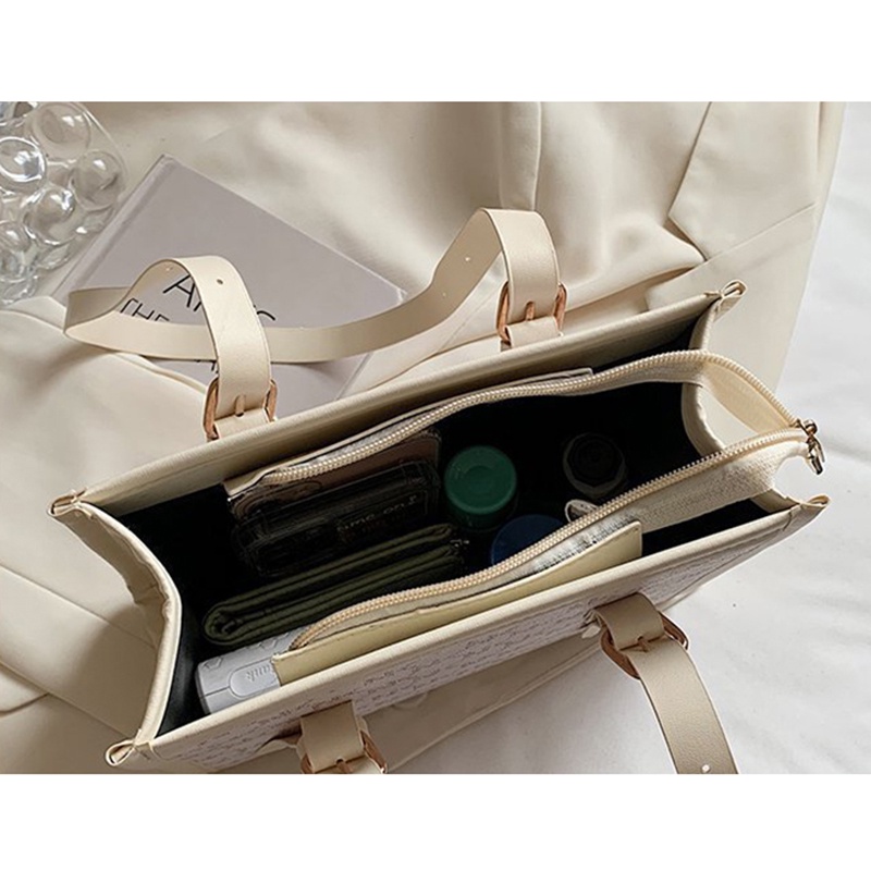 Túi Đeo Vai Cỡ Lớn In Chữ Phối Màu Thời Trang Cho Nữ