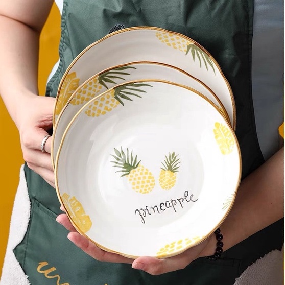 Bộ Bát Đĩa 🍍 Hình Quả Dứa Chén Dĩa Dễ Thương Bát Ăn Cơm Đĩa Tô Sứ Decor Cute Đẹp Cao Cấp
