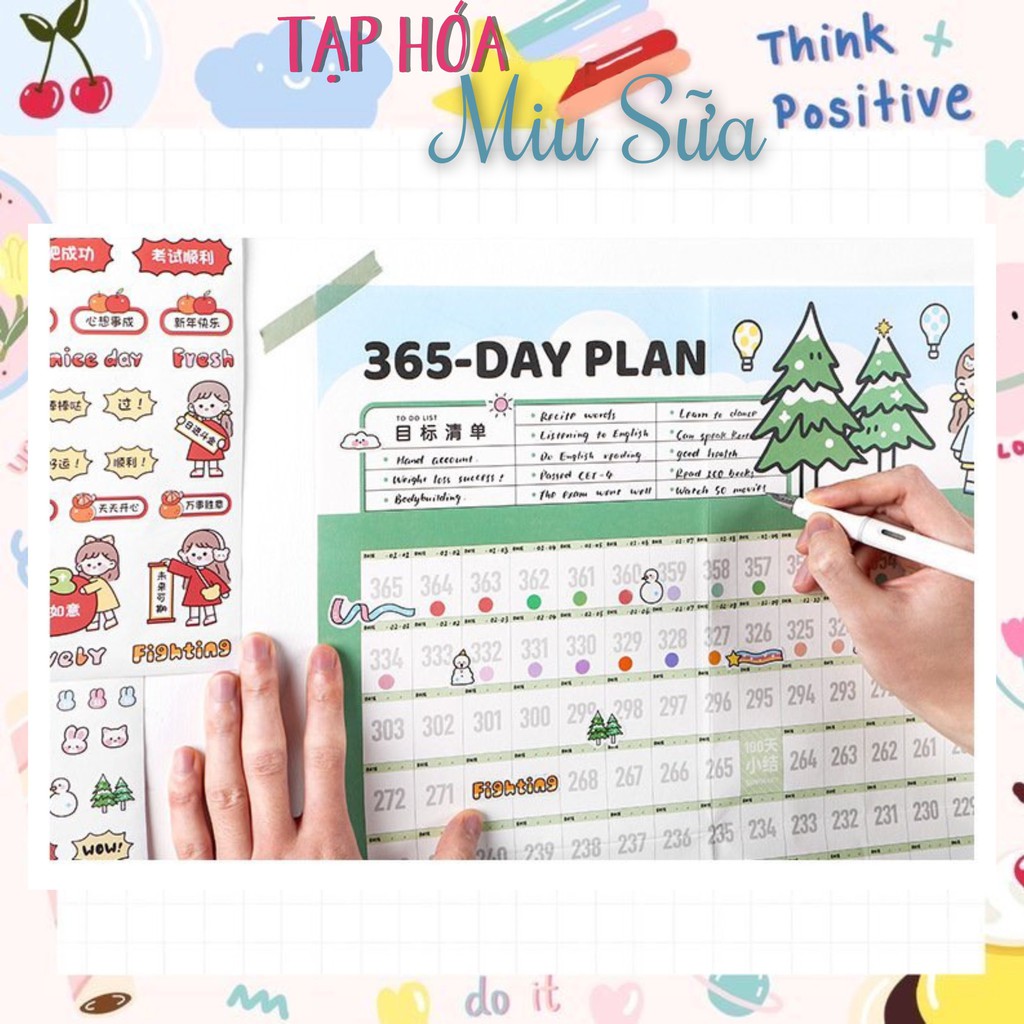 365 Day Plan dán tường kèm sticker trang trí độc đáo - MiuSua