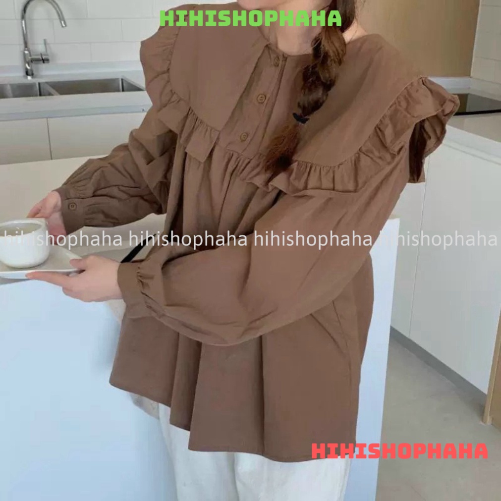 Áo babydoll tay bèo tiểu thư viền bèo xinh hàng QCCC A0008 kaca hihishophaha