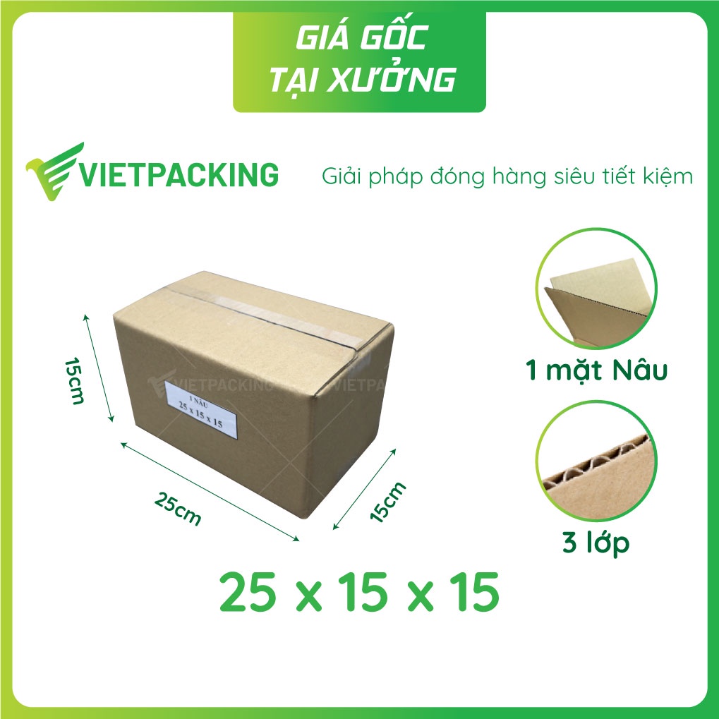 25x15x15  - 25 hộp carton đóng hàng, giao hàng bưu điện, hộp ship COD
