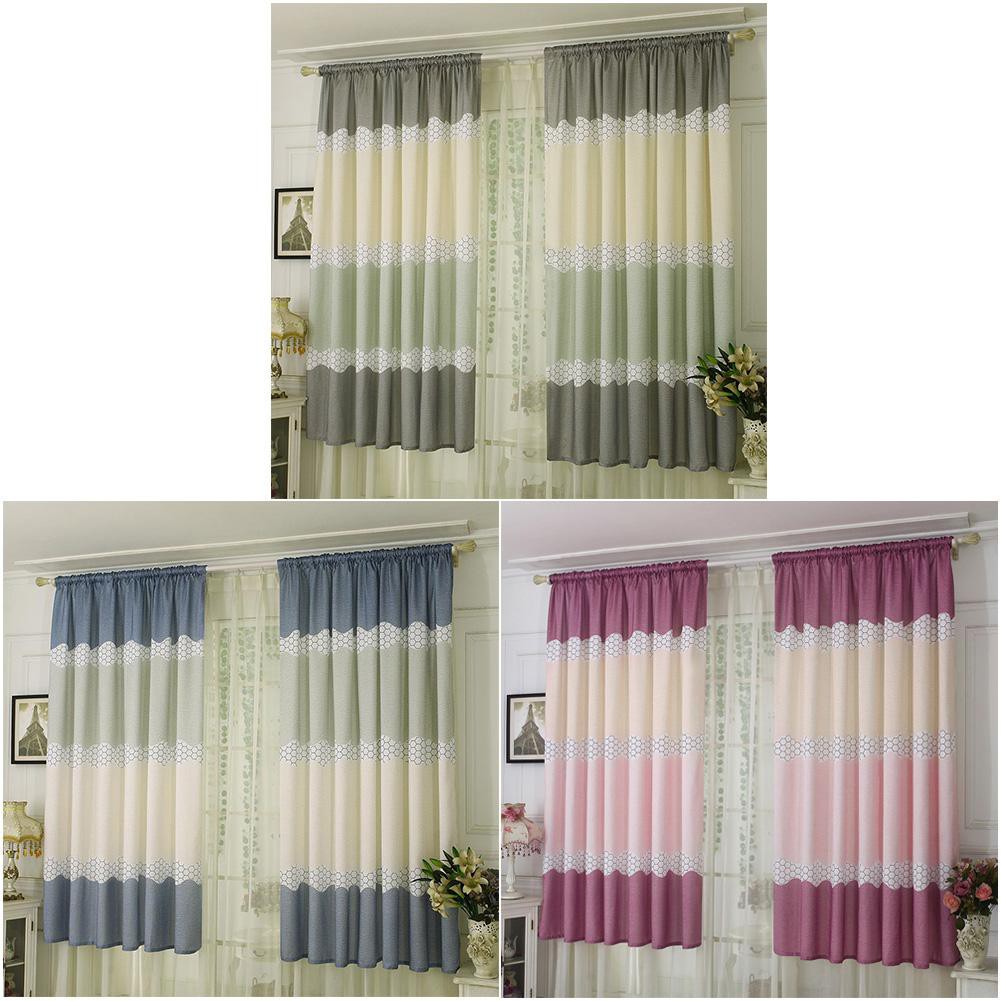 Wide Strip Shading Half Curtain Living Bedroom Room Semi Blaout Purdah-mat