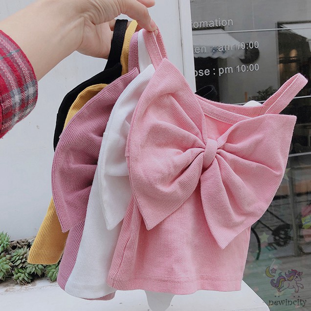 Áo Hai Dây Phối Nơ Xinh Xắn Theo Phong Cách Hàn Quốc Dành Cho Nữ