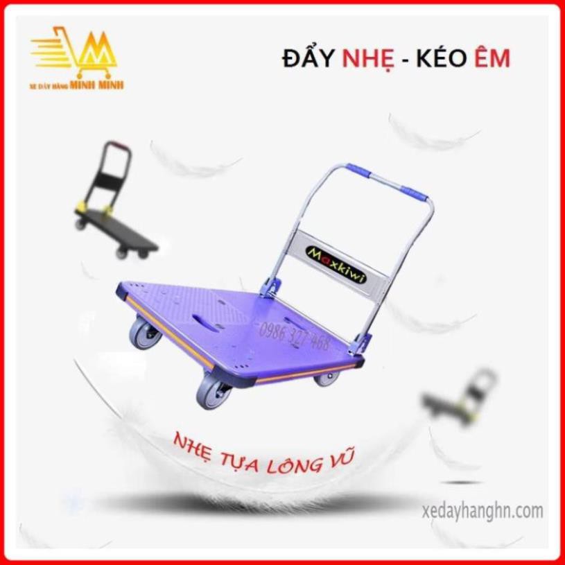 Xe Đẩy Hàng 150kg, Xe Đẩy hàng Gấp Gọn 4 Bánh Maxkiwi - Êm Siêu Bền Cam Kết 3-5 Năm Không Hỏng