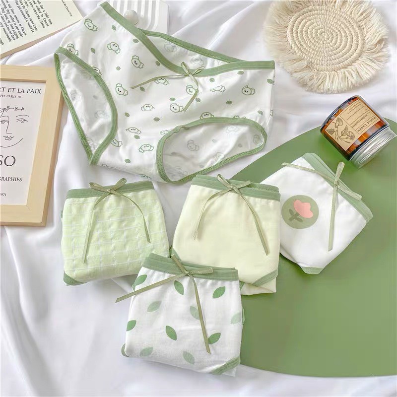 Quần Lót Nữ Cotton Tông Màu Matcha Thoáng Khí Thoải Mái Cho Nữ 299.