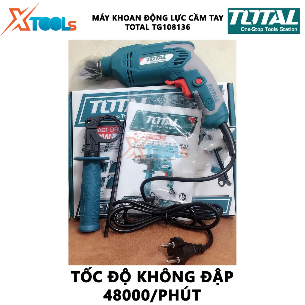 Máy khoan động lực cầm tay TOTAL TG108136 |Máy khoan động lực cầm tay 750W, đáp ứng trên gỗ, tường, sắt tiện lợi[XTOOL]