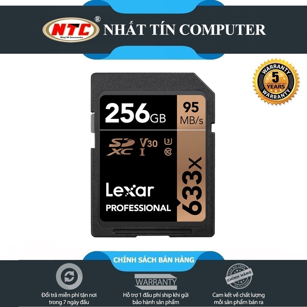 Thẻ Nhớ Máy Ảnh SDXC Lexar Professional 256GB 633x UHS-I U3 4K V30 95MB/s (Đen)