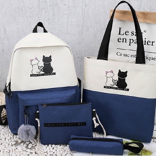 Ba lô nữ Amon, Set 4 món balo ví túi nữ đường may đẹp chống thấm nước mẫu A26