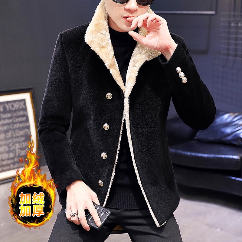Áo khoác dạ nam dáng ngắn lót lông dày dặn ấm đẹp