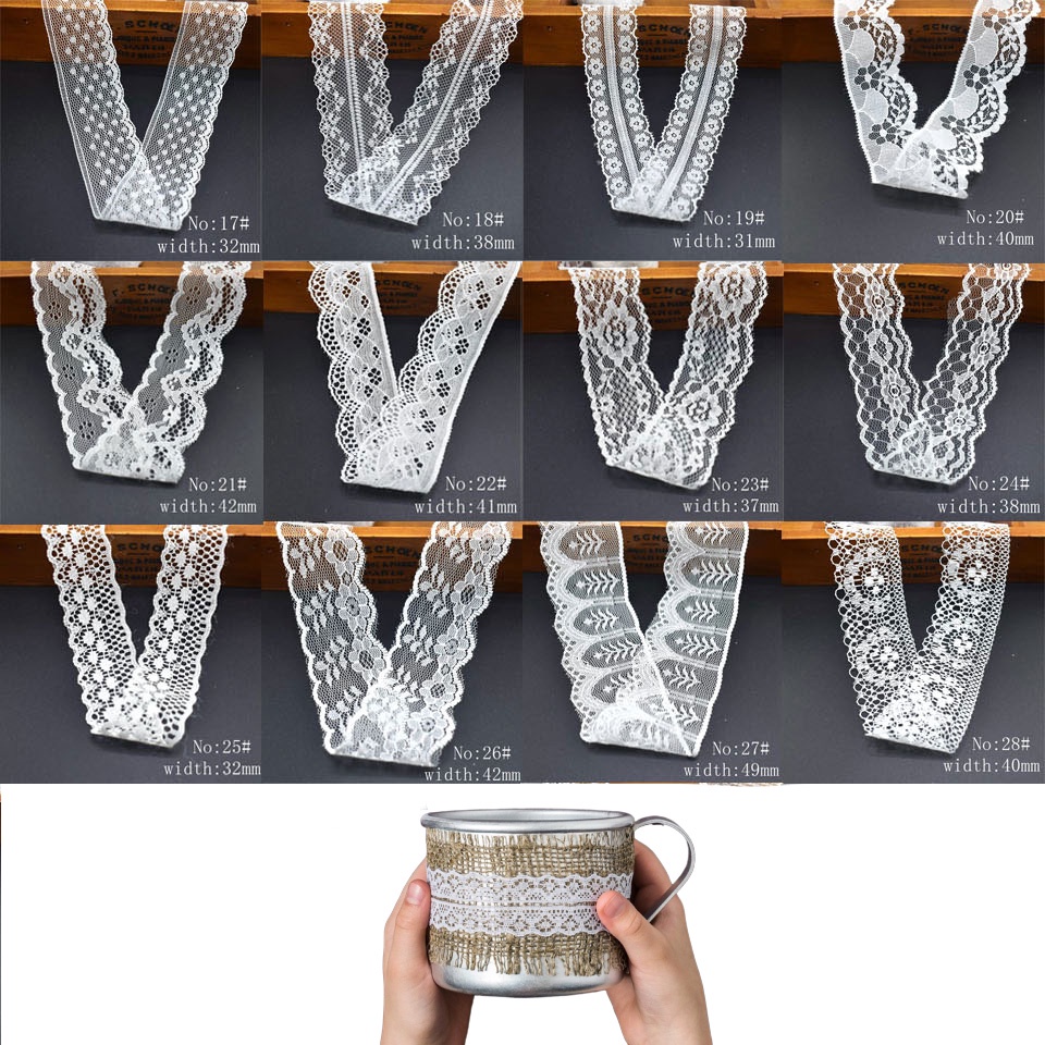 Cuộn Vải Ren Cotton 28 Phong Cách Làm Đồ Thủ Công DIY Đa Ứng Dụng