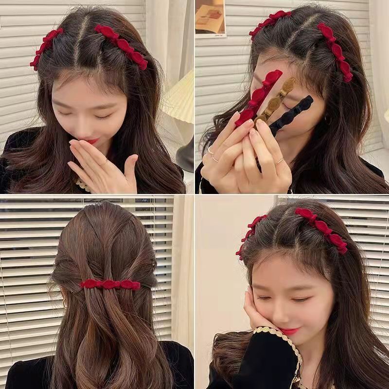 Kẹp Tóc Mỏ Vịt Hai Lớp Phong Cách Hàn Quốc Ngọt Ngào Thời Trang