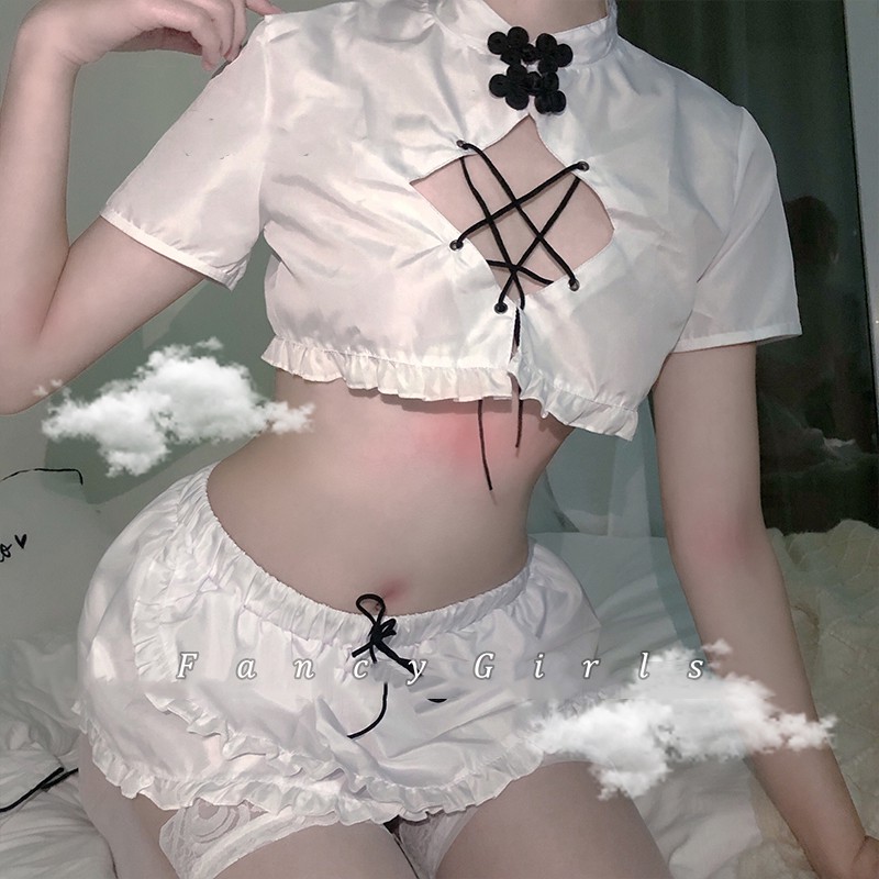 [CÓ SẴN] Set cách tân trắng dây đan ngực sexy cute 79