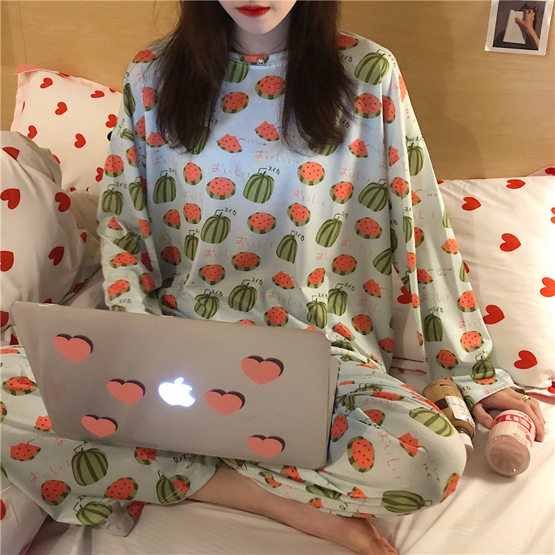 Bộ Đồ Ngủ Tay Dài Vải Lụa Thiết Kế Xinh Xắn Cho Nữ đồ ngủ pyjamas pijama nam nữ mùa đông tay dài lụa satin dễ thương bigsize đồ mặc nhà cao cấp