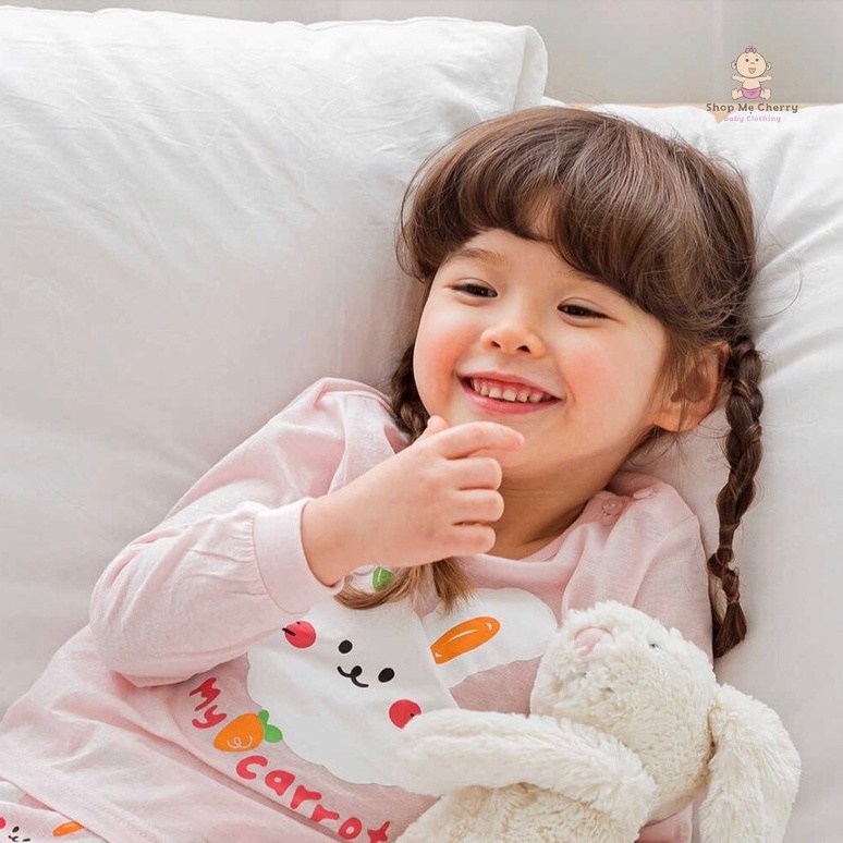 Bộ Tay Dài Cao Cấp Bé Gái Nội Địa Hàn Quốc Của Hãng Cordii Chất Cotton giấy Organic, Mẫu Tai Thỏ