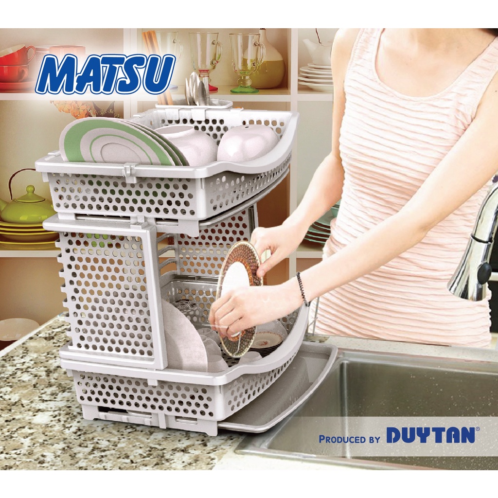 Kệ chén nhựa Duy Tân MATSU -Có khay thoát nước