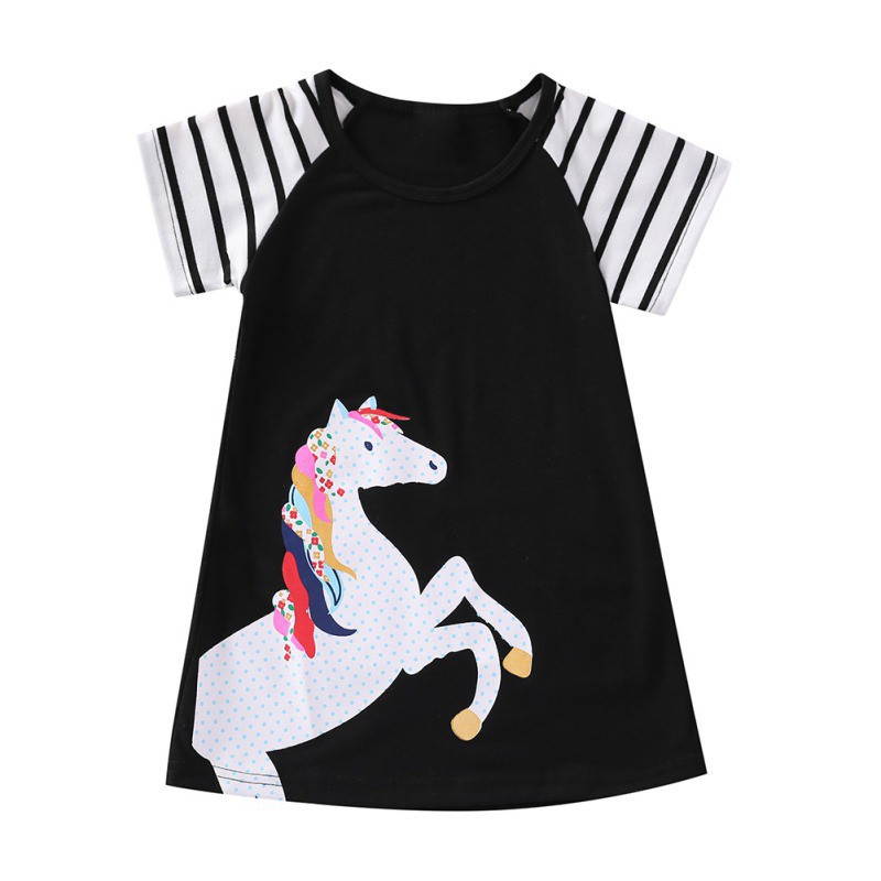 Đầm thun in hình Unicorn dễ thương cho bé gái