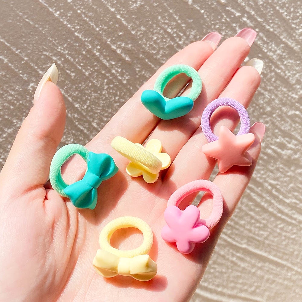 RainBow Bows Set 10 Dây Cột Tóc Co Giãn Đính Hoa Mini Dễ Thương Cho Bé Gái