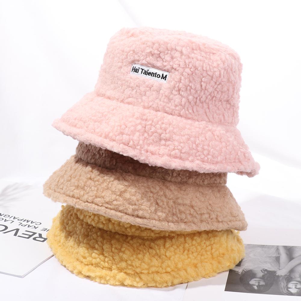 Mũ Bucket Chất Liệu Cotton Lông Cừu Chống Nắng Thời Trang Mùa Đông Cho Bé Trai Và Gái